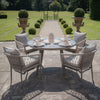 Cannes 4 Seat Round Dining Set With Lazy Susan - Cool Linen