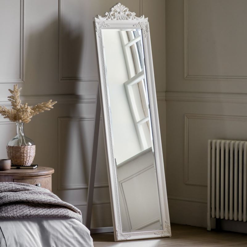 Desser White Wooden Full-Length Cheval Mirror