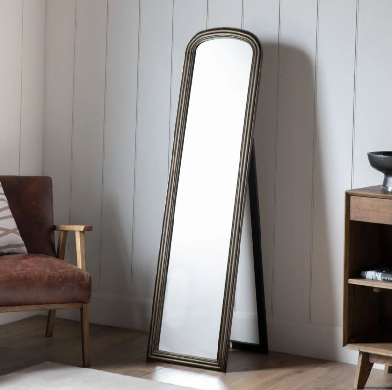 Beck Standing Full Length Cheval Mirror Brushed Brass