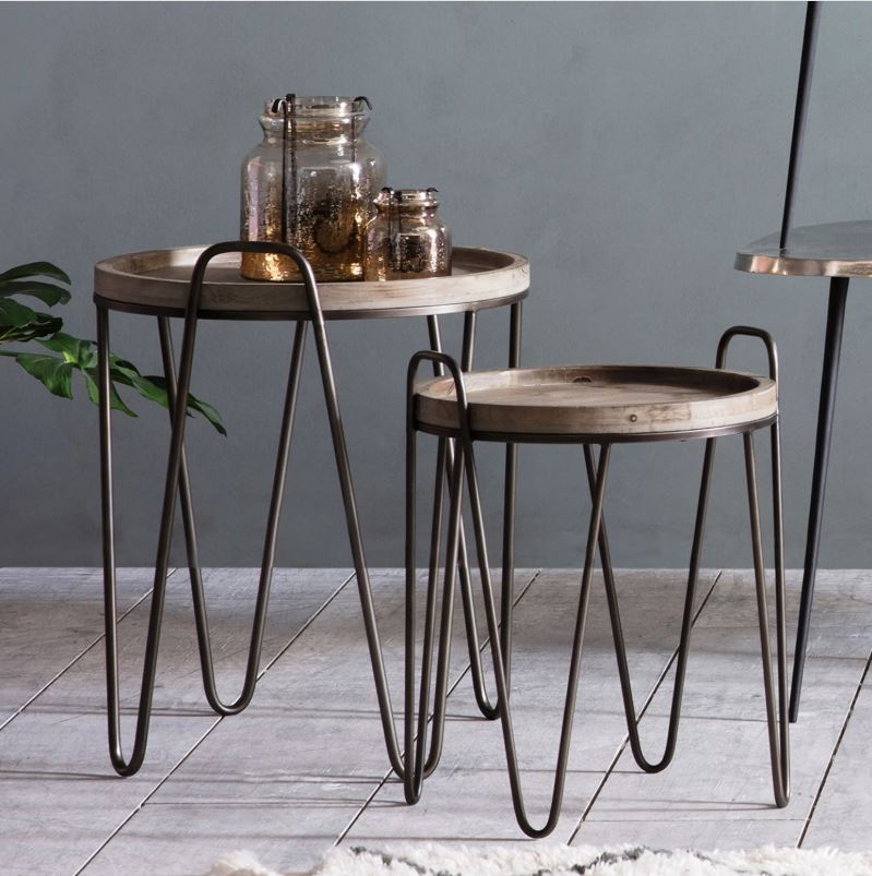 Nuffield 2-Piece Wooden Nest Tables with Metal Legs