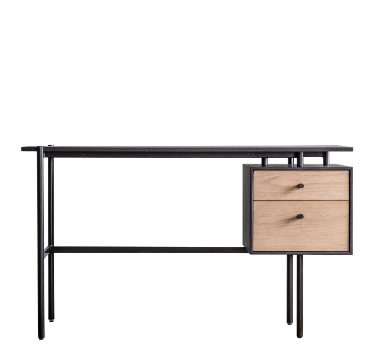 Carbury Black Desk with 2 Drawers