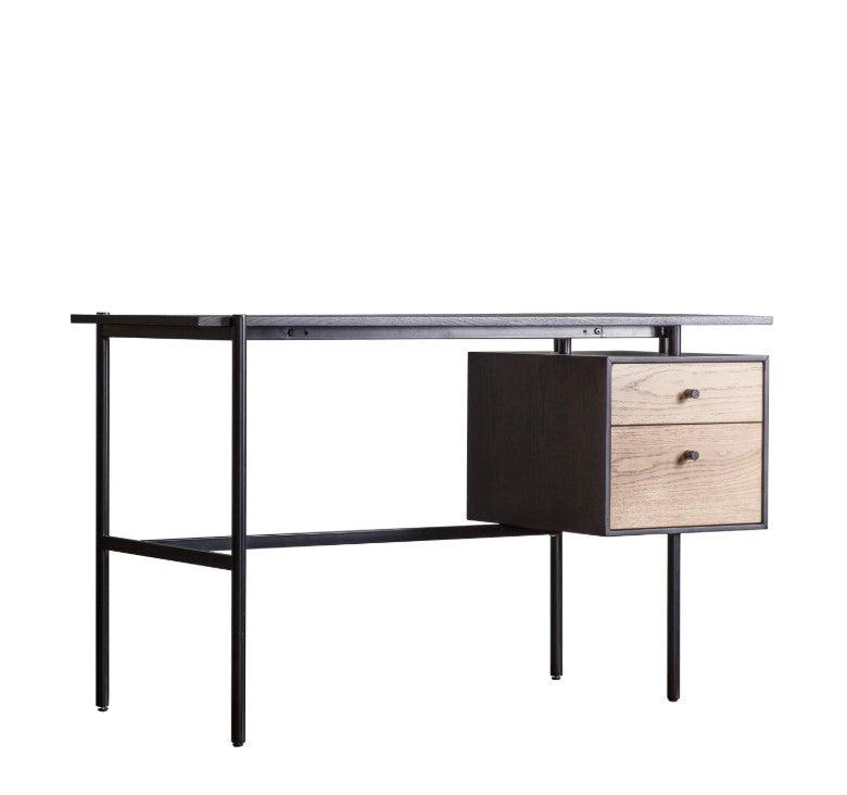 Carbury Black Desk with 2 Drawers