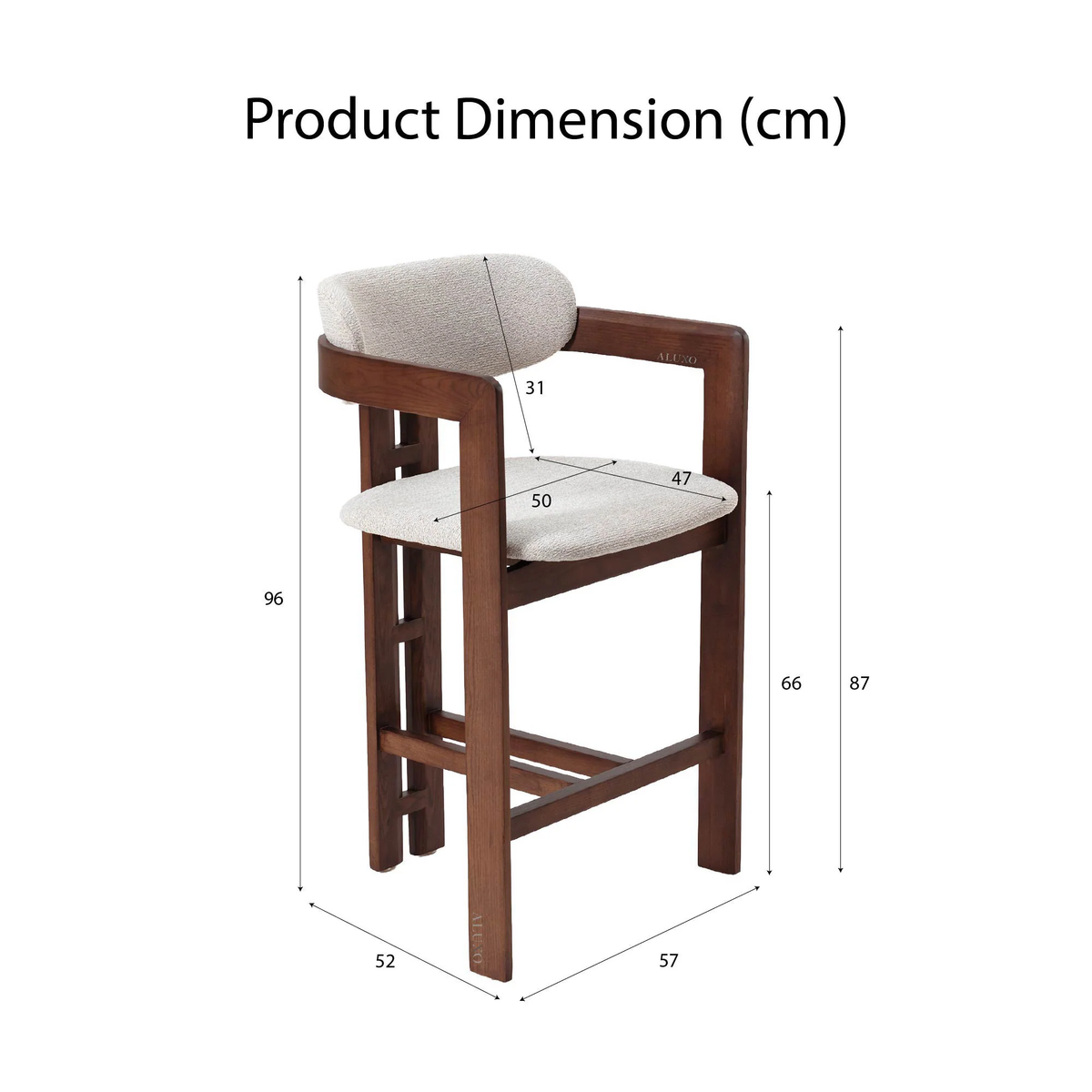 Carmine Walnut Barstool in Oatmeal Bouclé