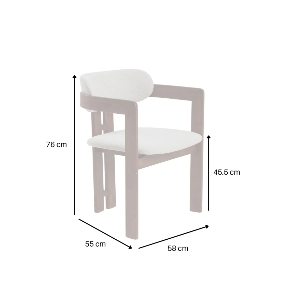 Carmine Walnut Dining Chair in Oatmeal Bouclé - Set of 2