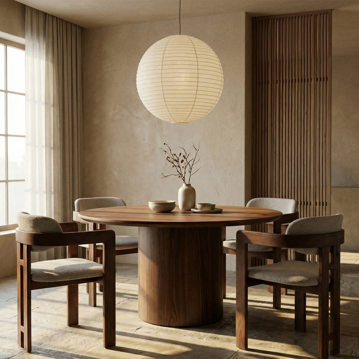 Carmine Walnut Dining Chair in Oatmeal Bouclé - Set of 2