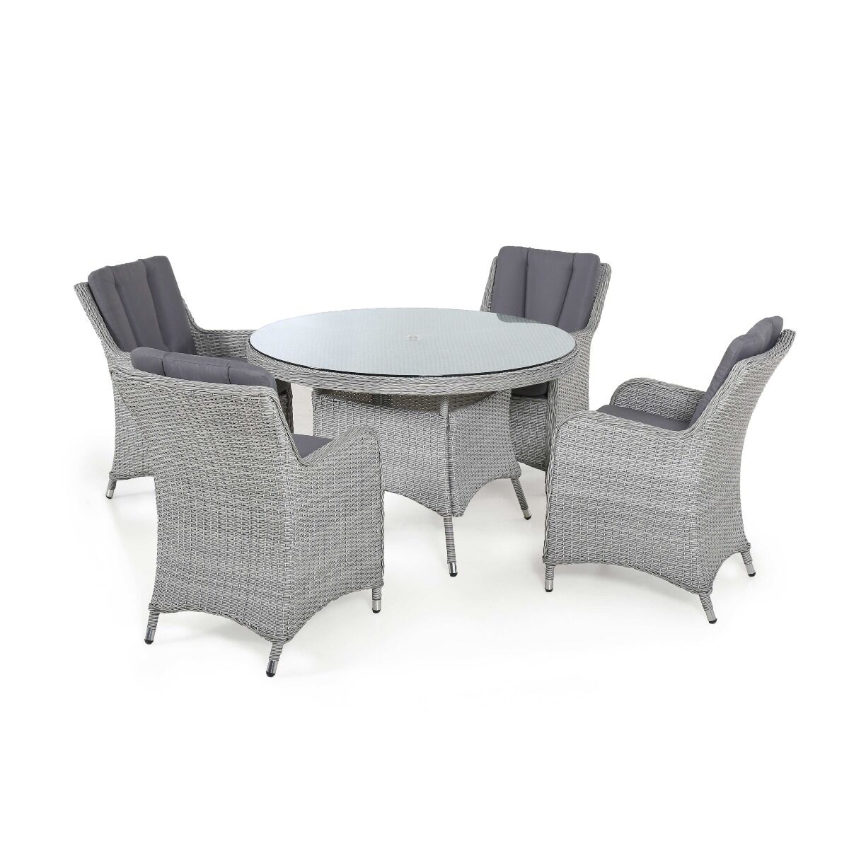 Cartmel Outdoor Rattan 4 Seat Round Dining Set