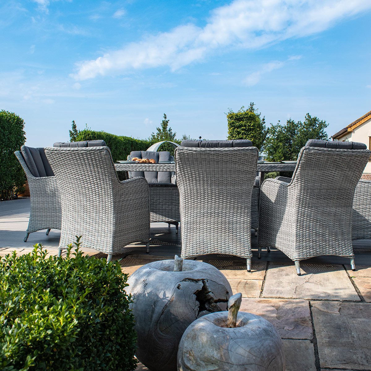 Cartmel Outdoor Rattan 8 Seat Oval Dining Set with Lazy Susan