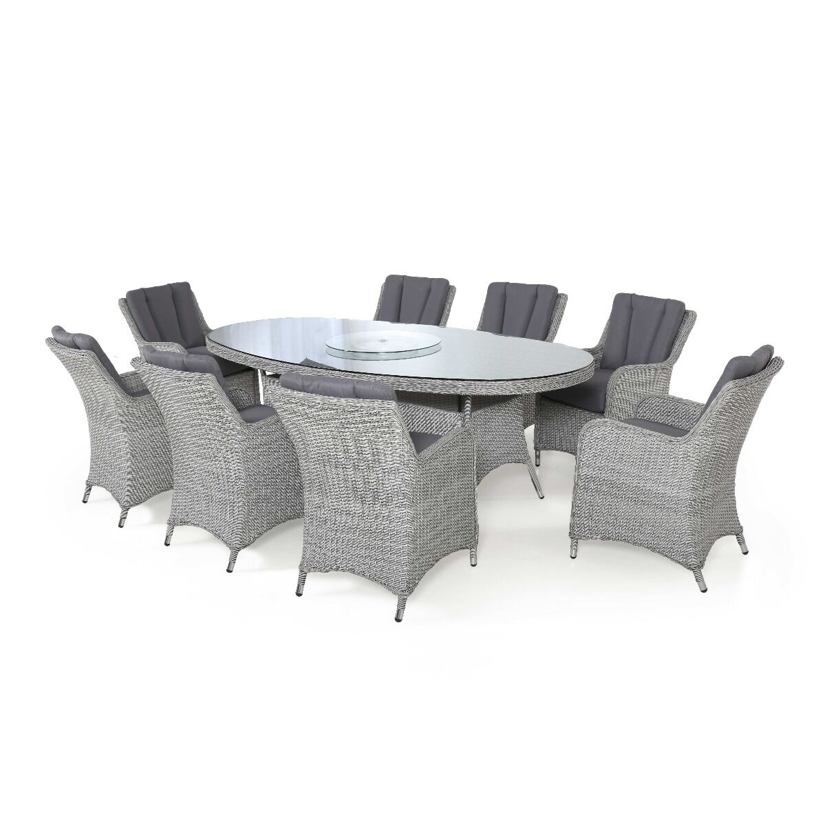 Cartmel Outdoor Rattan 8 Seat Oval Dining Set with Lazy Susan