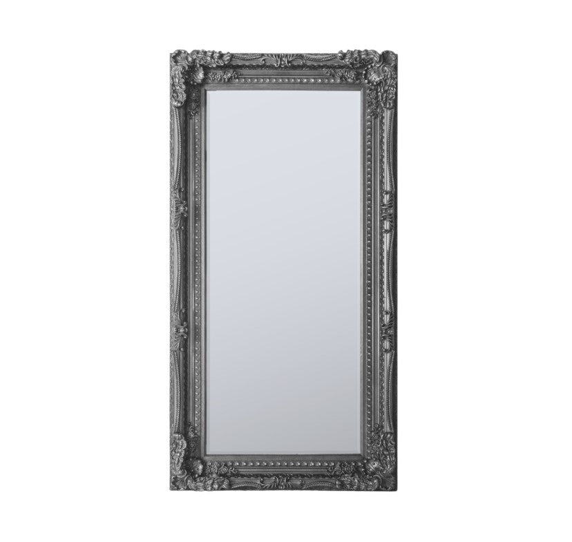 Carved Vintage Louis Full Length Leaner Mirror Silver