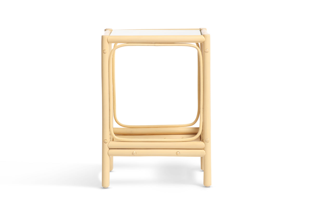 Chelsea Lamp Table - Glass & Rattan