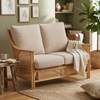 Chester Natural Cane 2-Seater Sofa in Roma Rose