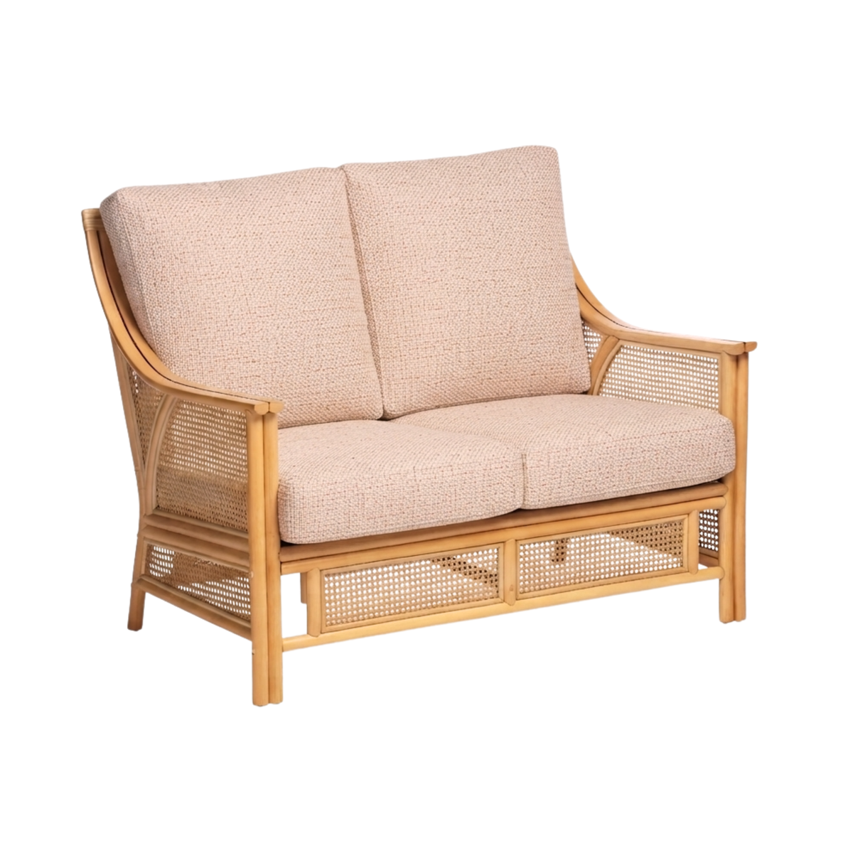 Chester Natural Cane 2-Seater Sofa in Roma Rose