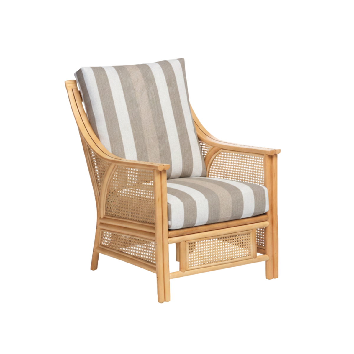 Chester Natural Rattan Cane Chair in Duke Beige Stripe
