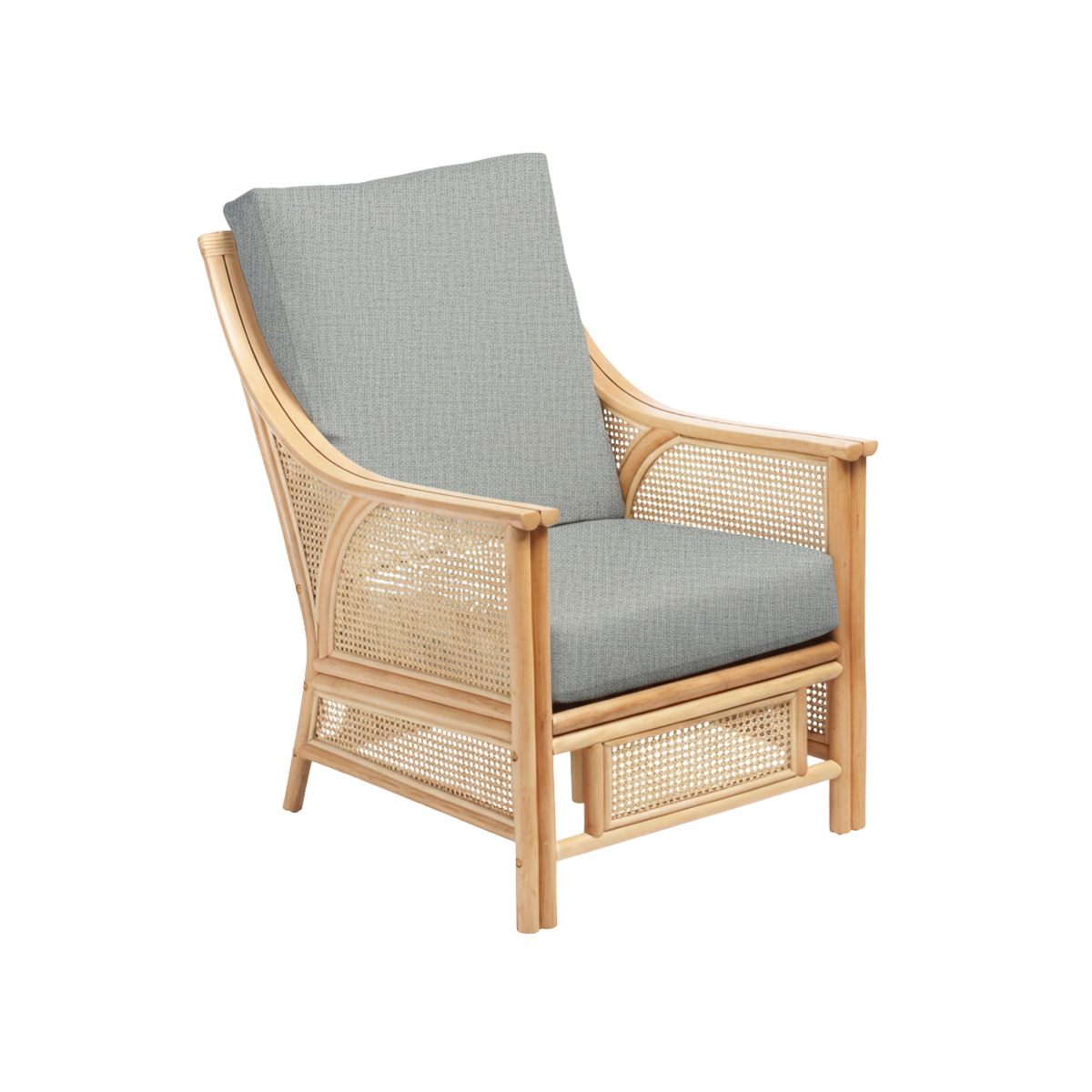 Chester Natural Rattan 2 Armchairs and Lamp Table in Roma Teal