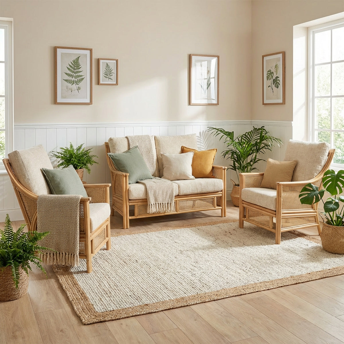 Chester Natural Cane 2 Seater 3pc Suite