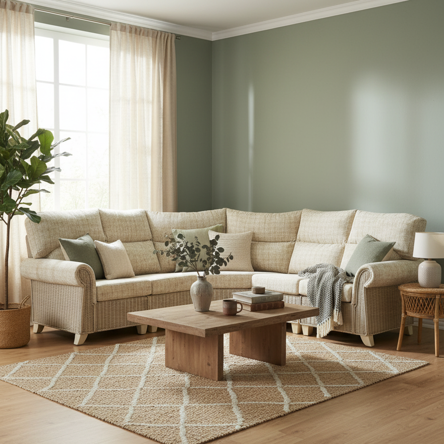 Clifton Rattan 4-Piece Corner Sofa in Cotton Cream