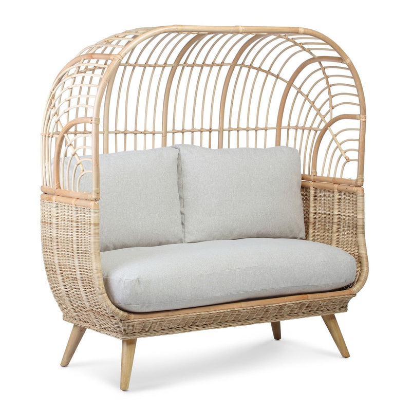 natural rattan cocoon sofa smooth beige cushion