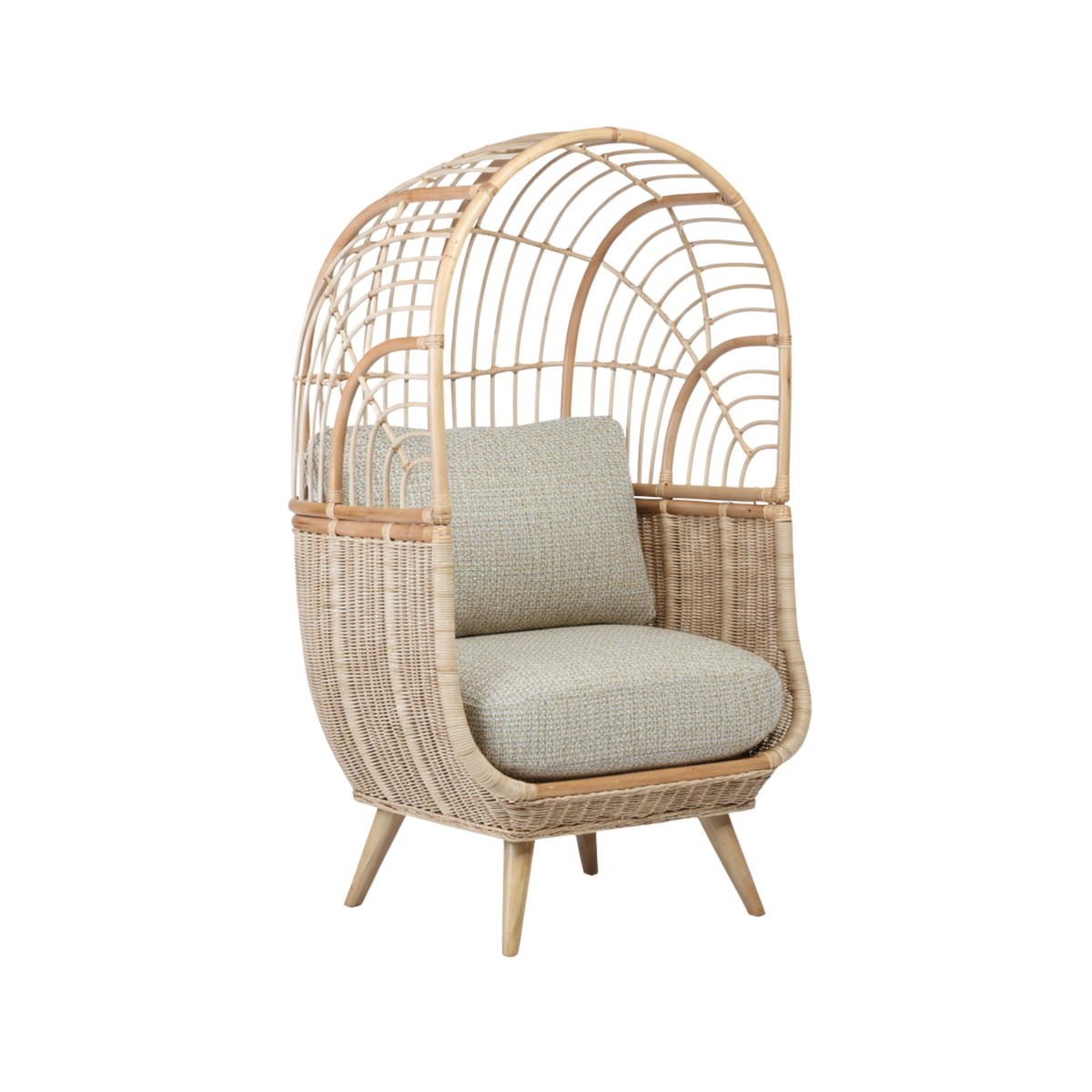 Natural Rattan Cocoon Chair in Pebble