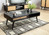 Manhattan Cane & Wood Coffee Table with Drawer and Open Shelf in Black