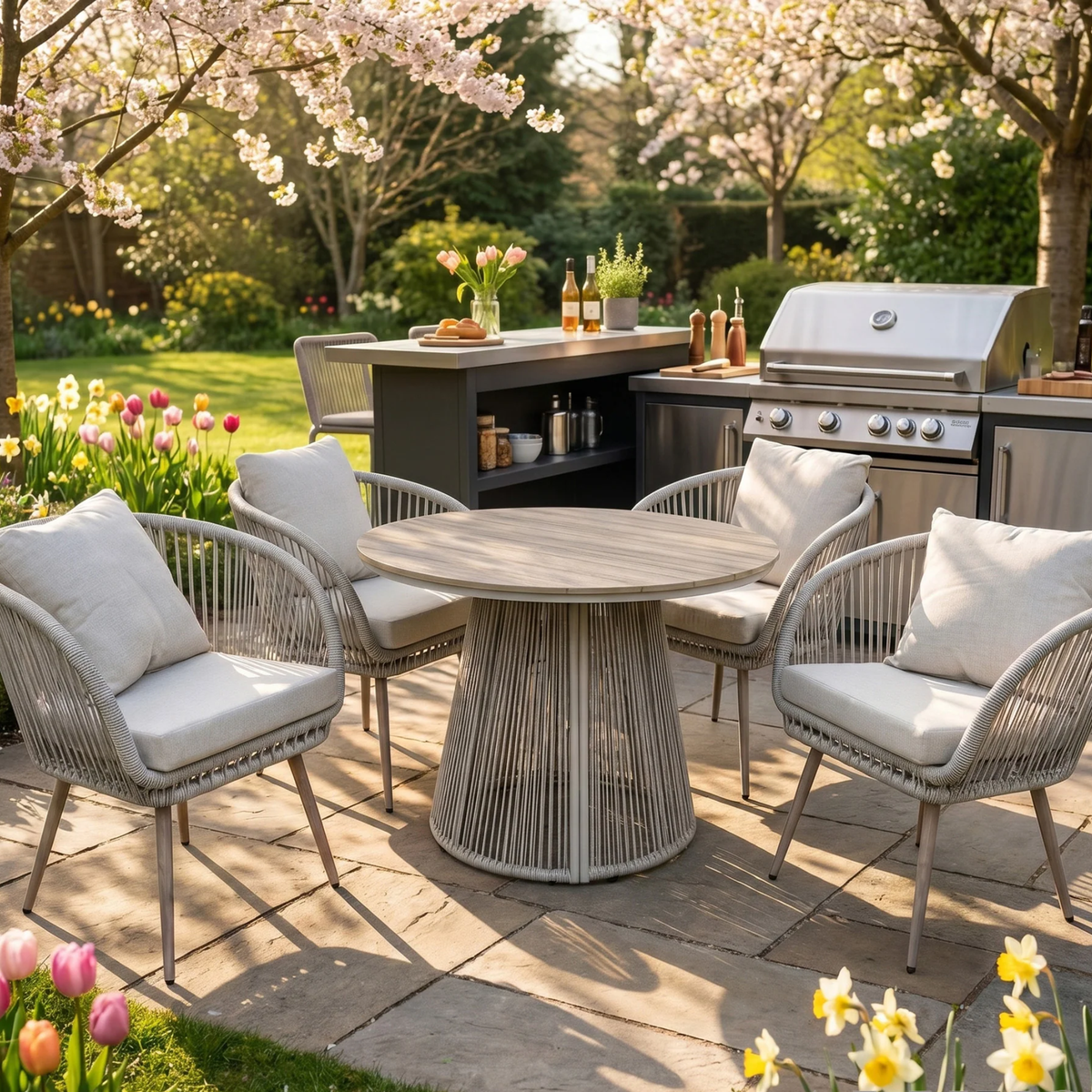 Covea Outdoor Dining Set - Natural - 4 Seater