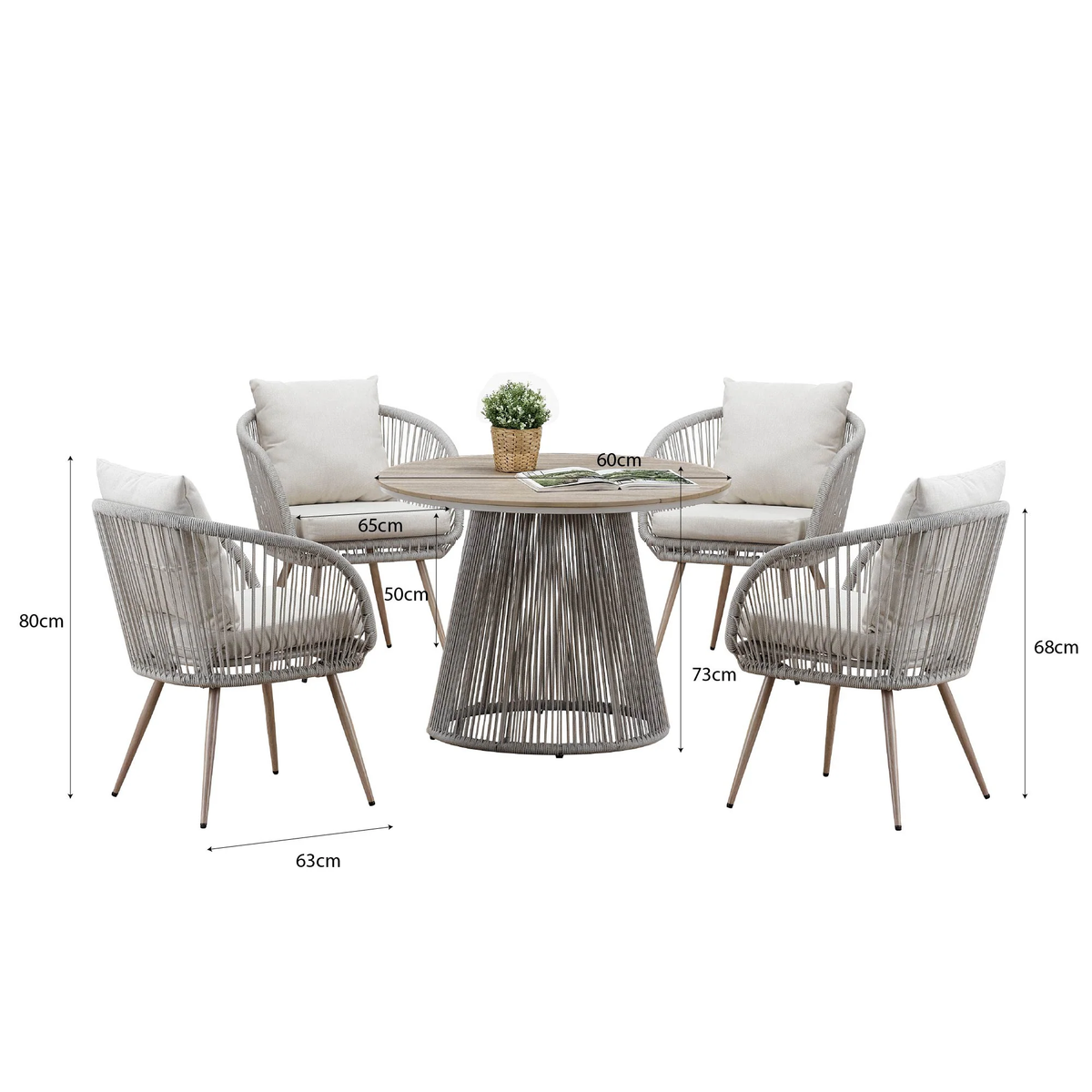 Covea Outdoor Dining Set - Natural - 4 Seater