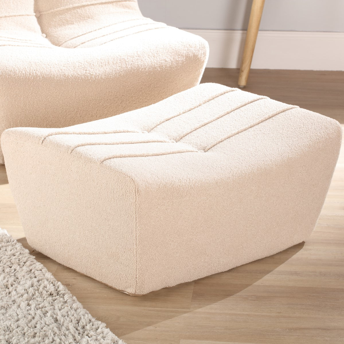 cozy boucle footstool uk made latte