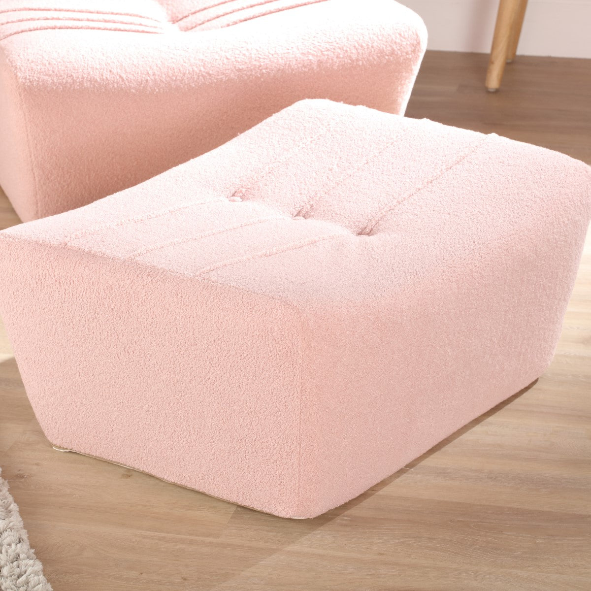 cozy boucle footstool uk made pink