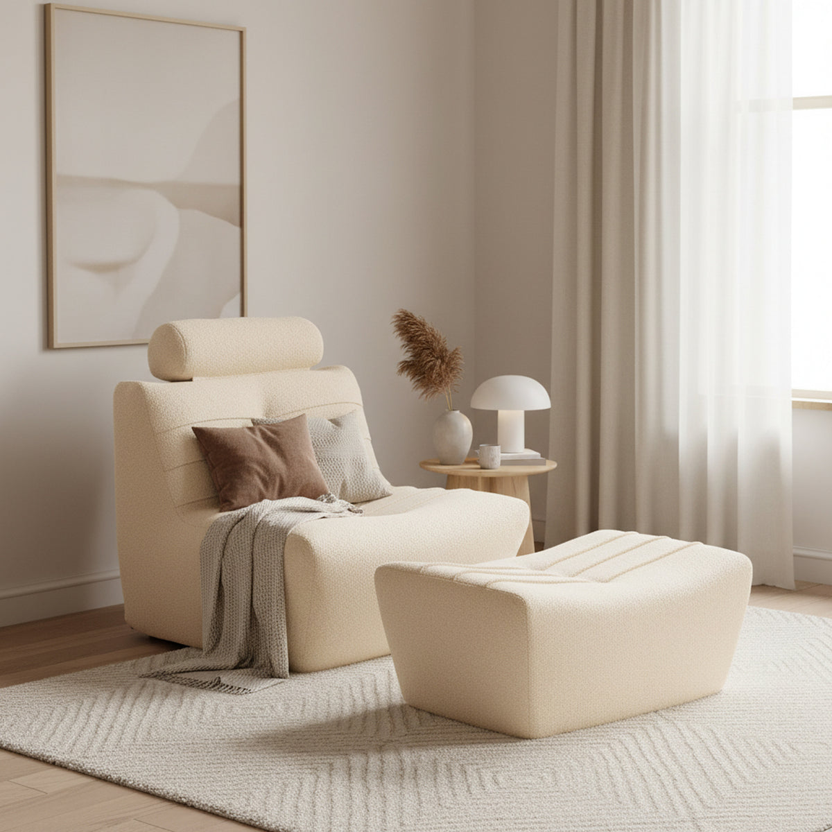 Cream Boucle Chair - UK Crafted