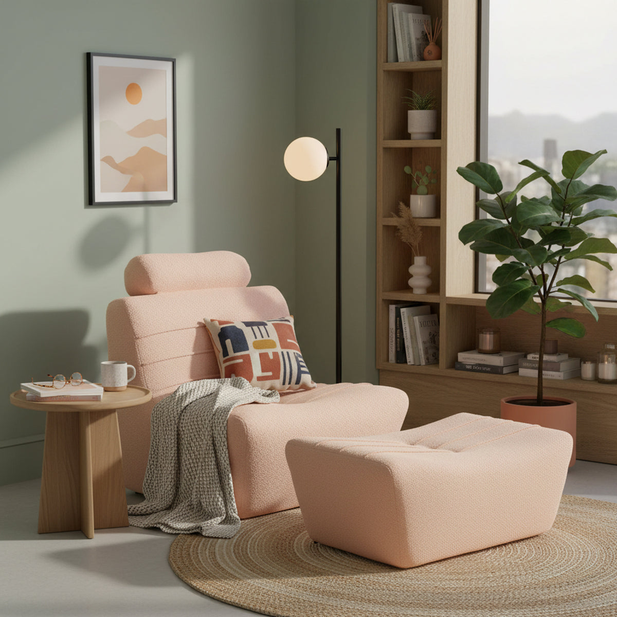 Pink Boucle Comfortable UK Made Chair