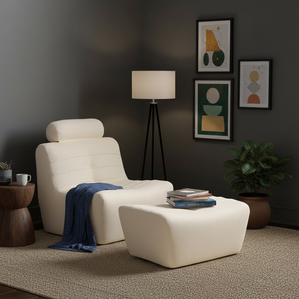 UK Made Vanilla Boucle Armchair