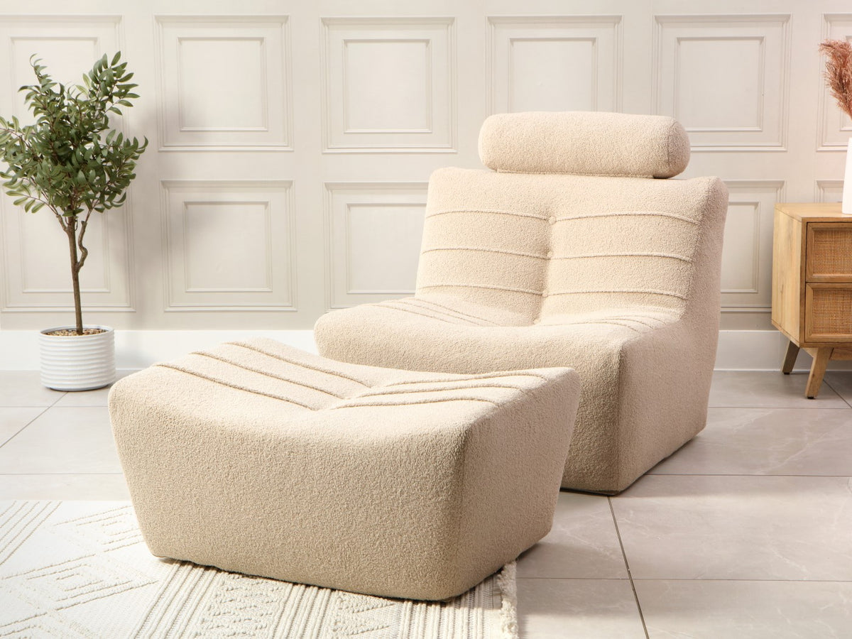 Cozy Boucle Chair UK Made - Latte