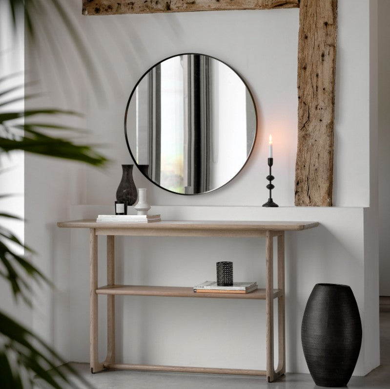 Craft Oak Console Table with Shelf Smoked