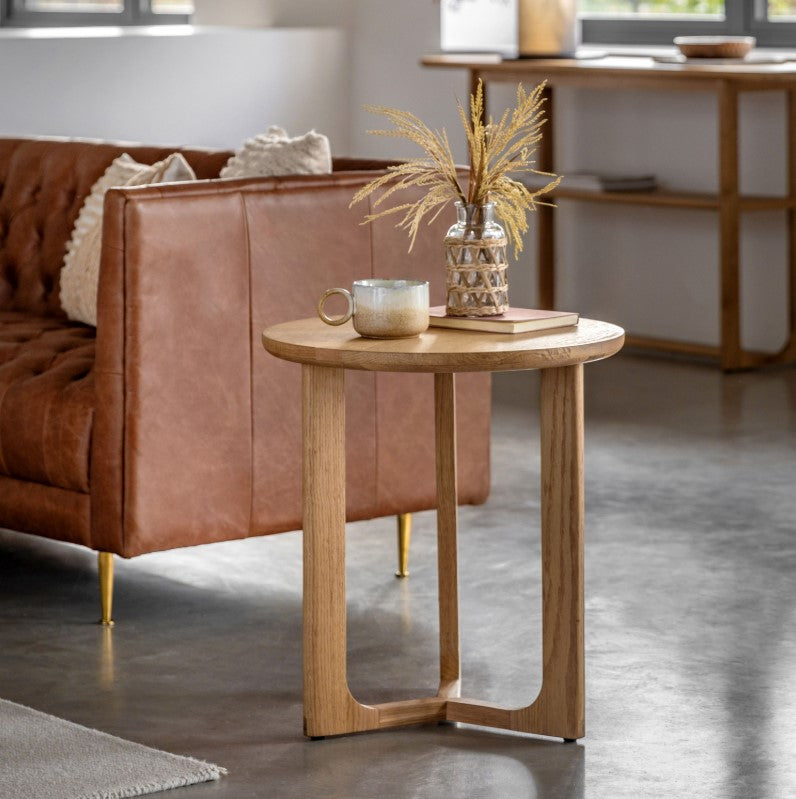 Craft Wooden Round Side Table Natural