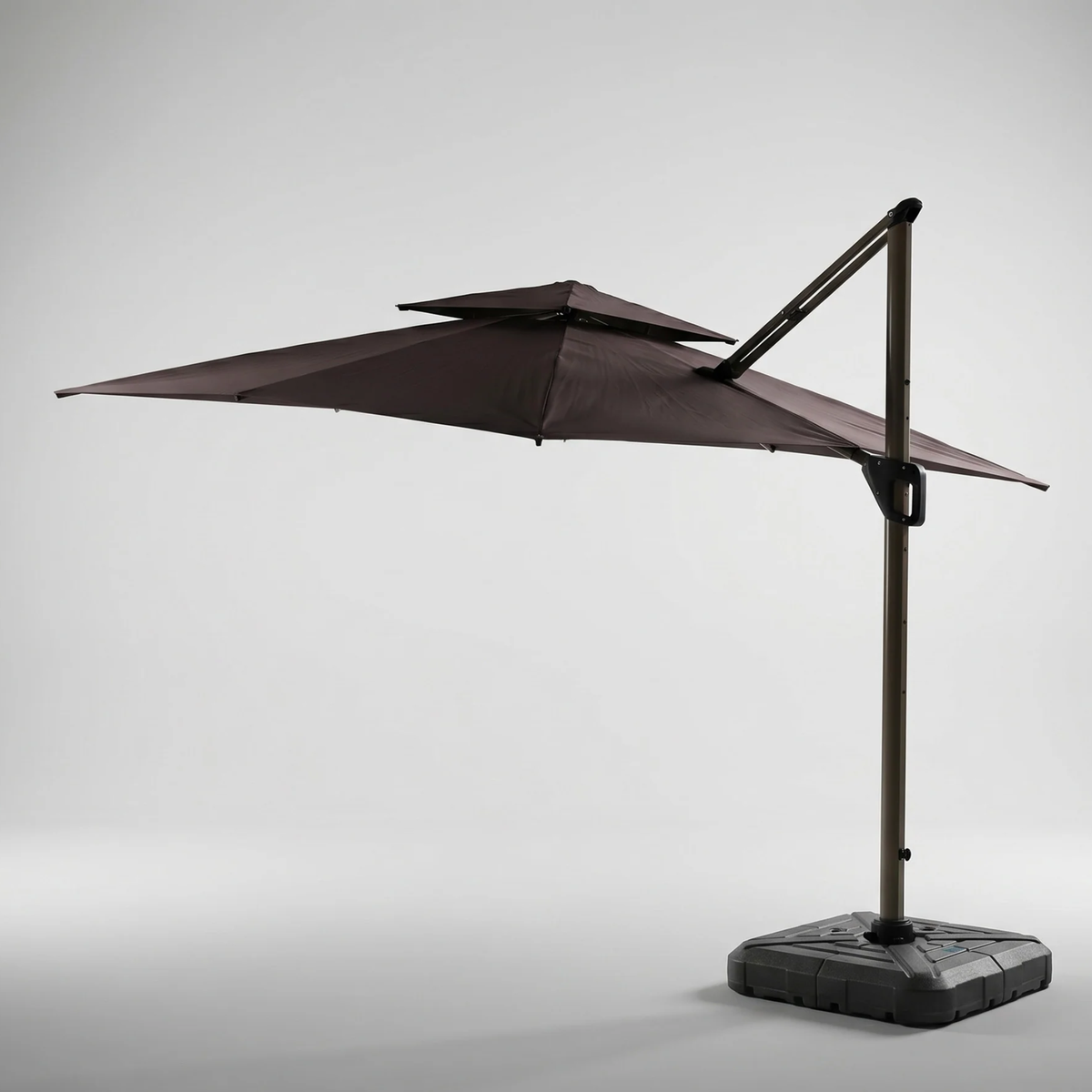 Crescent 3m Cantilever Parasol with Solar powered LED Lights - Brown