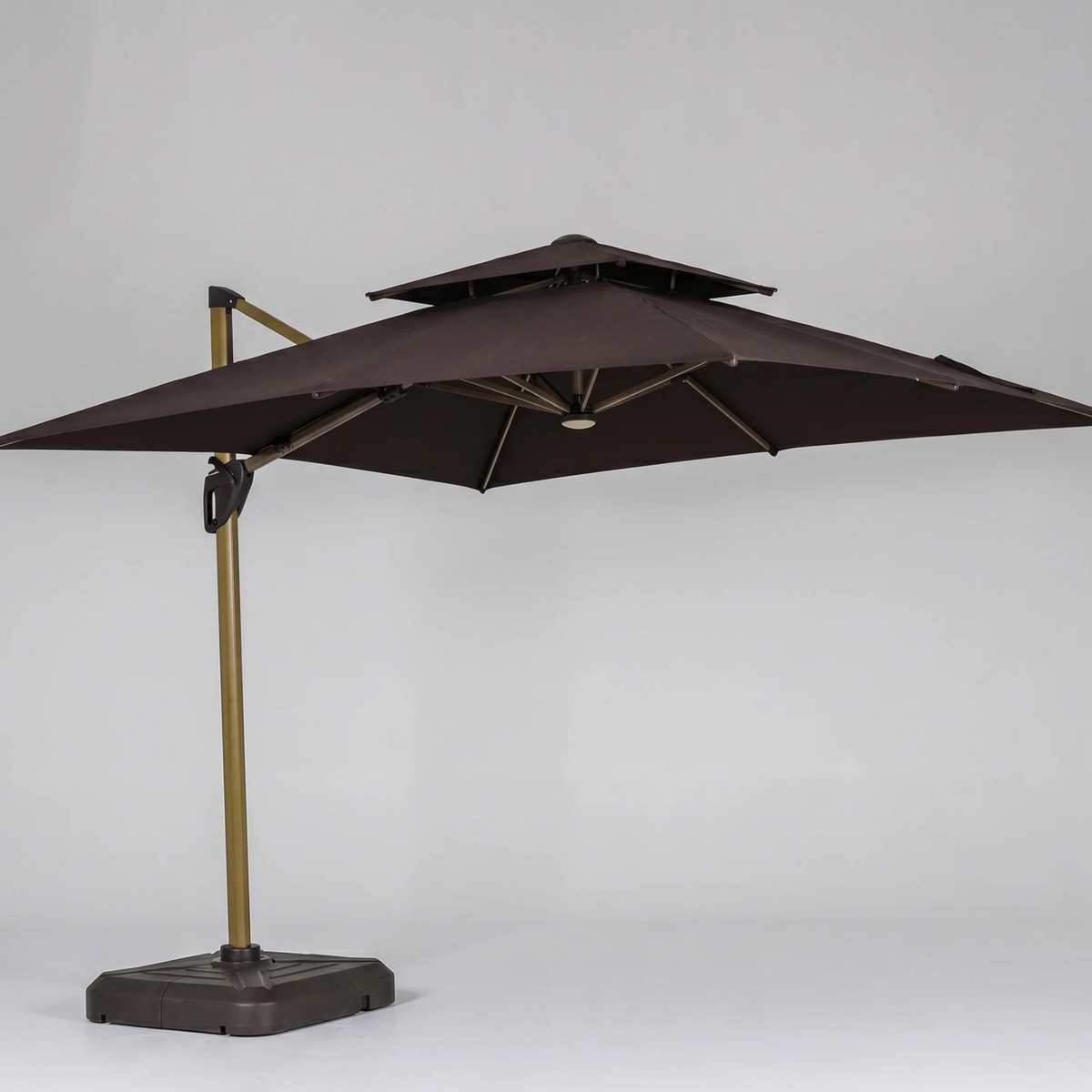 Crescent 3m Cantilever Parasol with Solar powered LED Lights - Brown