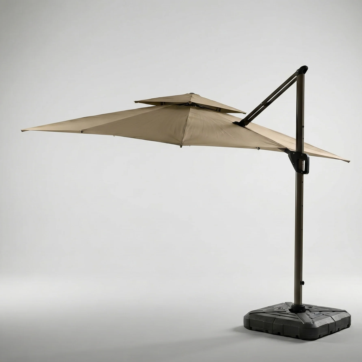 Crescent 3m Cantilever Parasol with Solar powered LED Lights - Khaki Beige