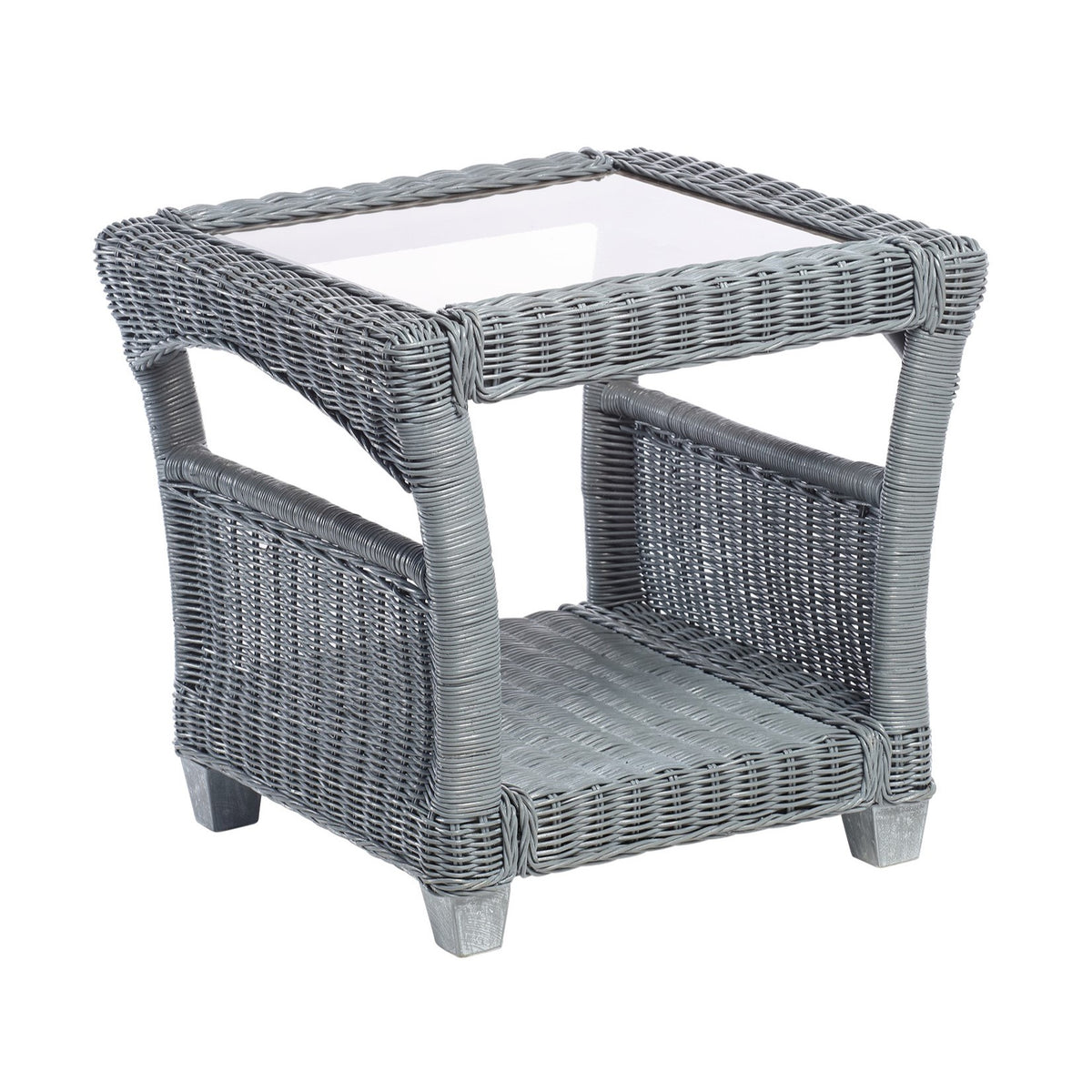 Dijon Grey Wash Cane Lamp Table