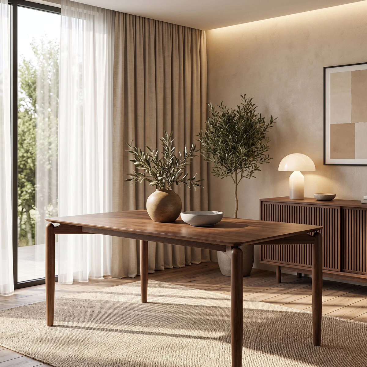 Dalia 150cm Walnut Dining Table - Rectangular 4-Leg Wood Base