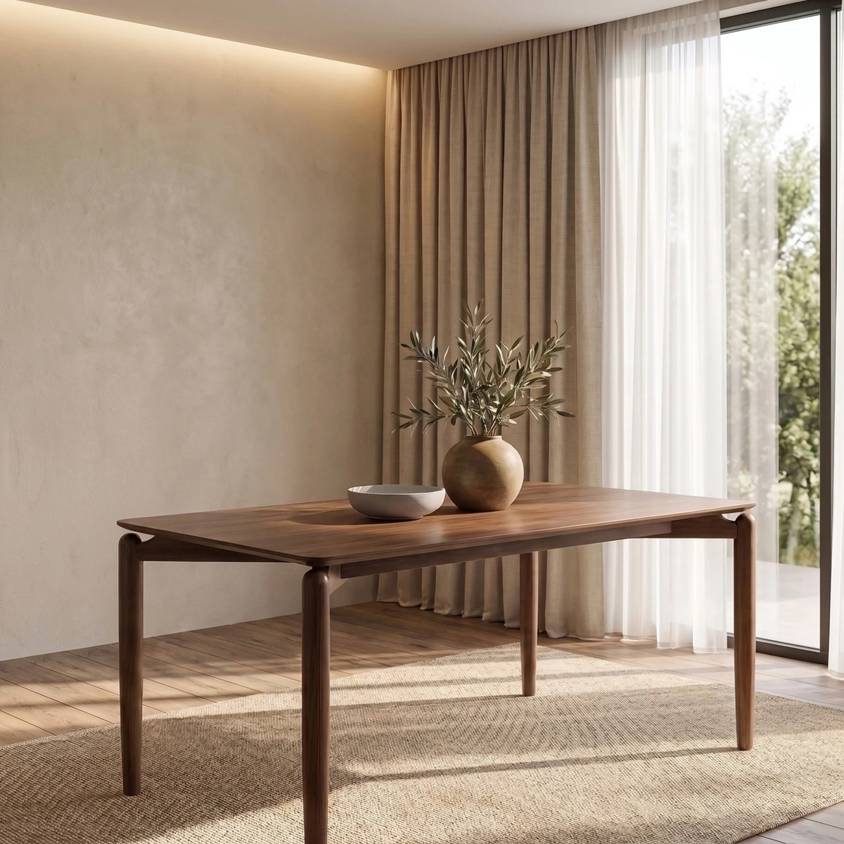 Dalia 150cm Walnut Dining Table - Rectangular 4-Leg Wood Base