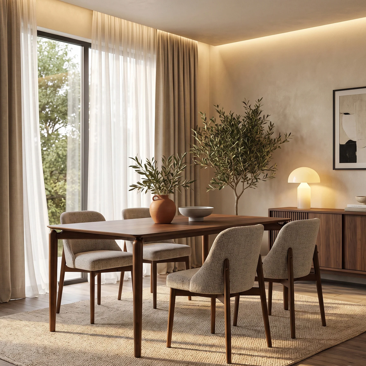 Dalia 150cm Walnut Dining Table - Rectangular 4-Leg Wood Base