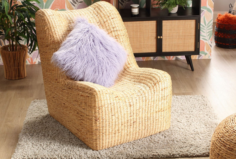 danish rattan armless chair