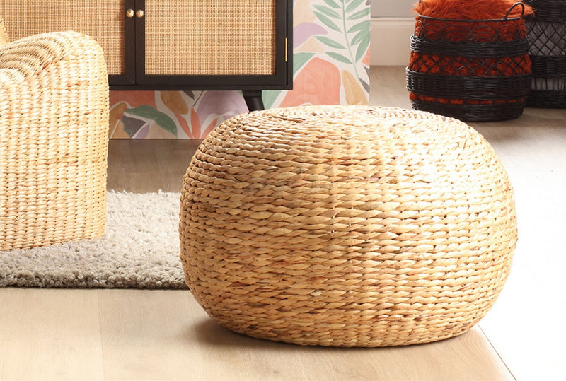 danish rattan footstool pouffe