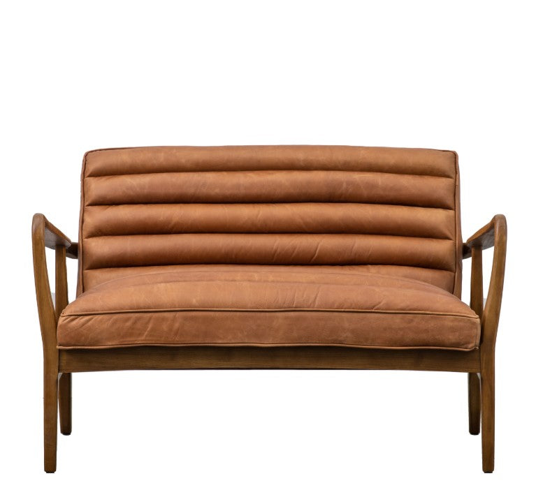Datsun 2 Seater Sofa Vintage Brown Leather