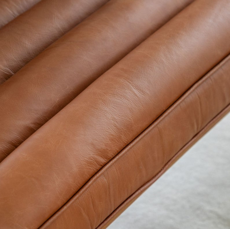Datsun 2 Seater Sofa Vintage Brown Leather