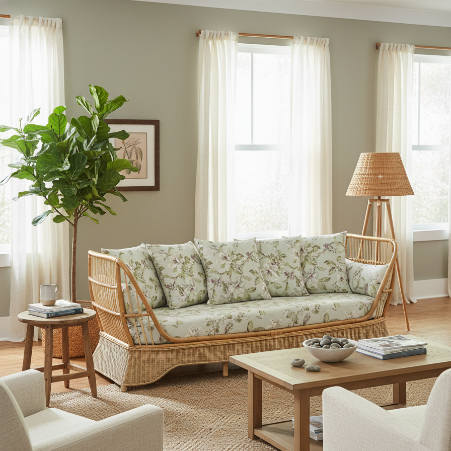 Natural Rattan Day Bed in Lily