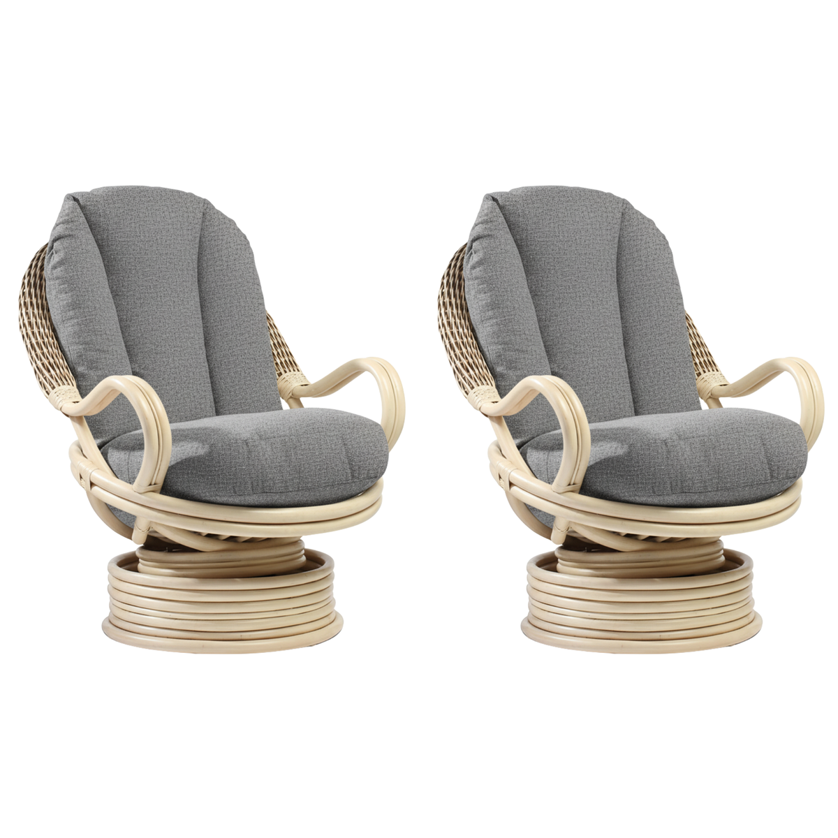 Natural Wash Deluxe Swivel Rocker Chair in Alba Ash - Set of Two