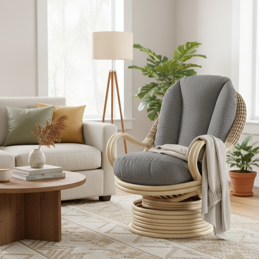 Natural Wash Deluxe Swivel Rocker Chair in Alba Ash - Set of Two