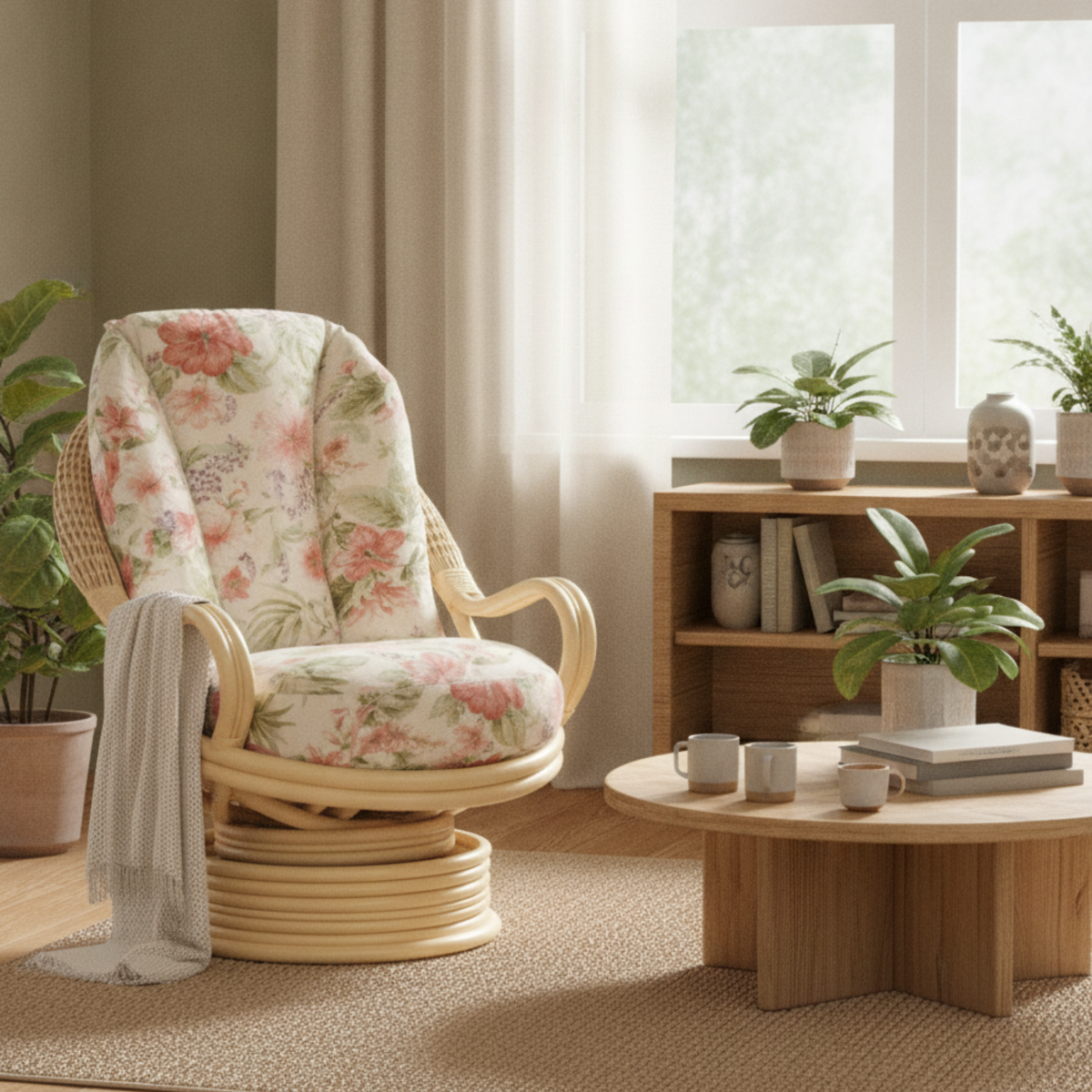 Vale Natural Wash Deluxe Swivel Rocker Chair
