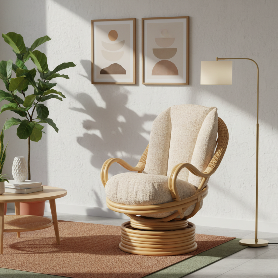 Mindi Light Oak Deluxe Swivel Rocker Chair