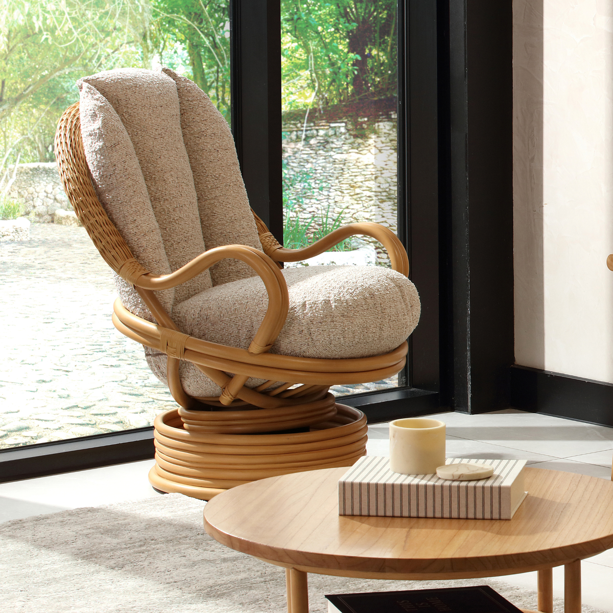 Mindi Light Oak Deluxe Swivel Rocker Chair